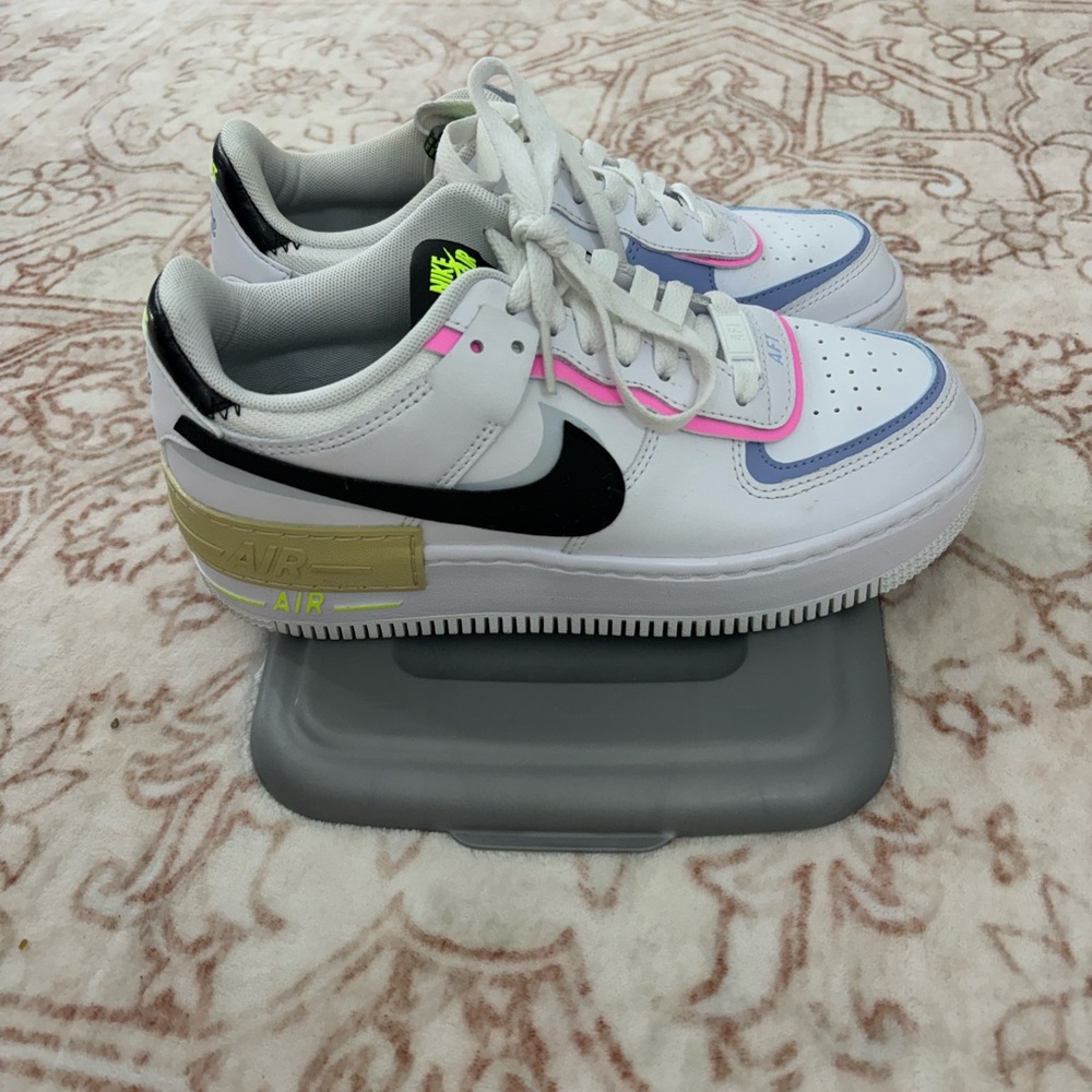 Nike Air Force 1 Shadow in White and Black with Pink Accents